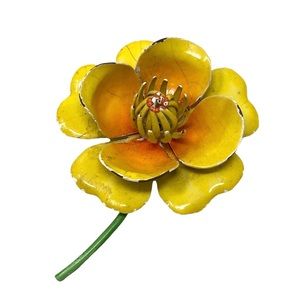 Vintage MCM Flower Enamel Brooch